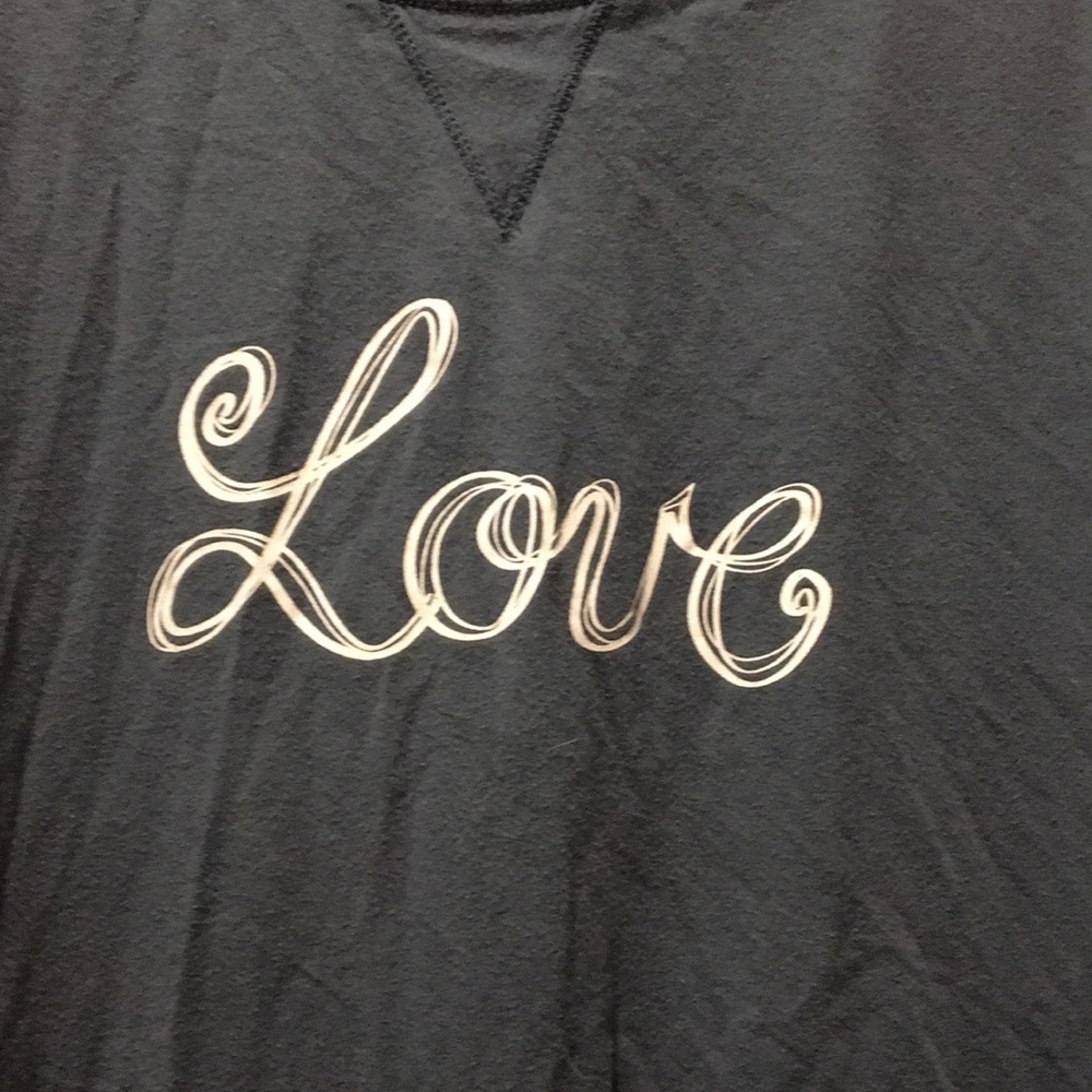 ANYBODY Graphic hi/lo stretchy “LOVE”t-shirt long sleeves women’s size XL blue - Picture 8 of 10